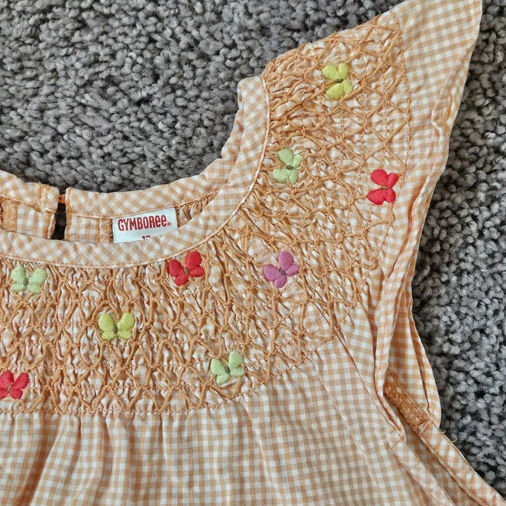 Gymboree Gingham Smocked Social Butterfly Dress Girls Size‎ 12 Vintage Y2K Retro